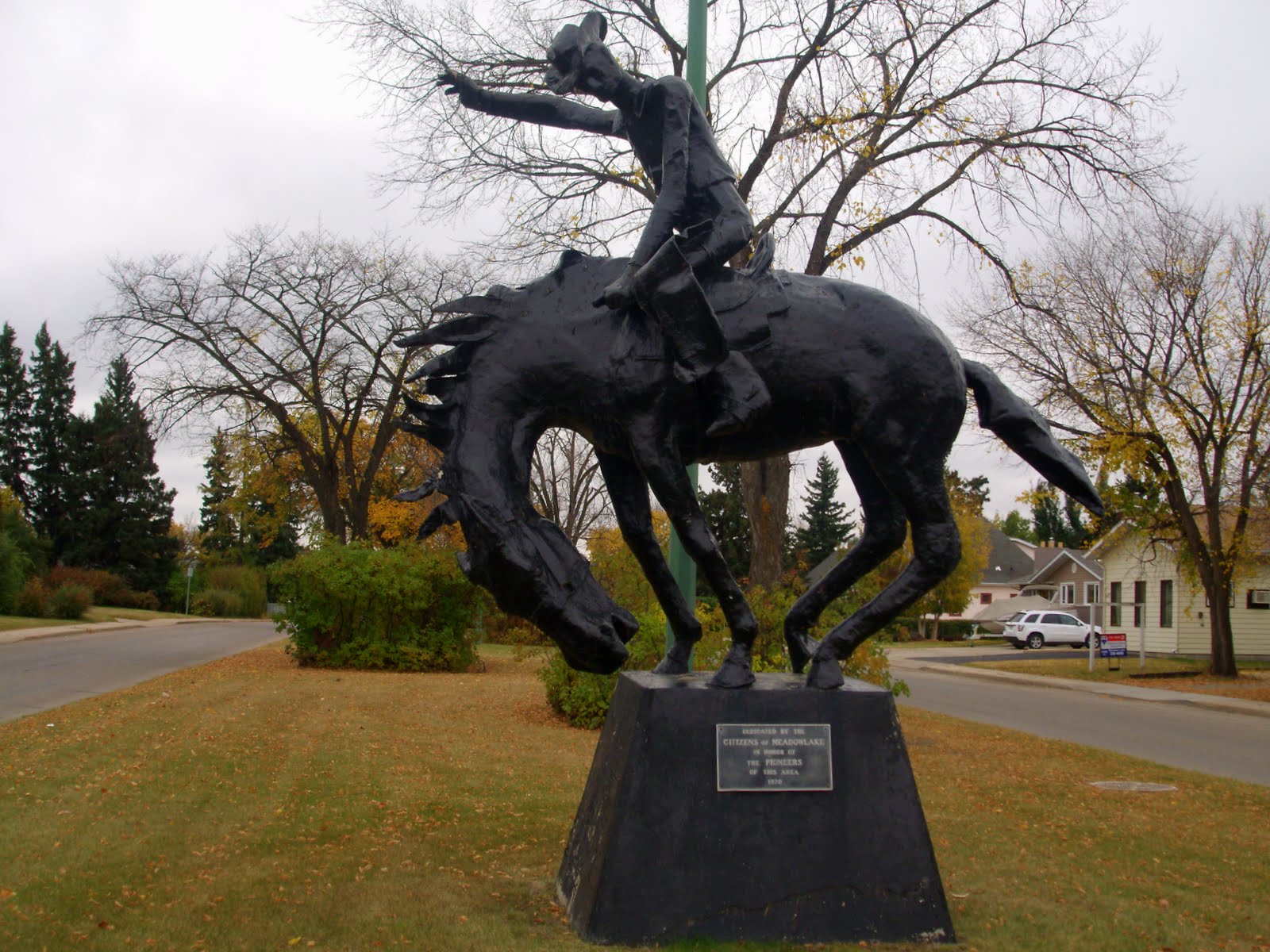 Equestrian statue on Centre Street in Meadow Lake, Saskatchewan.