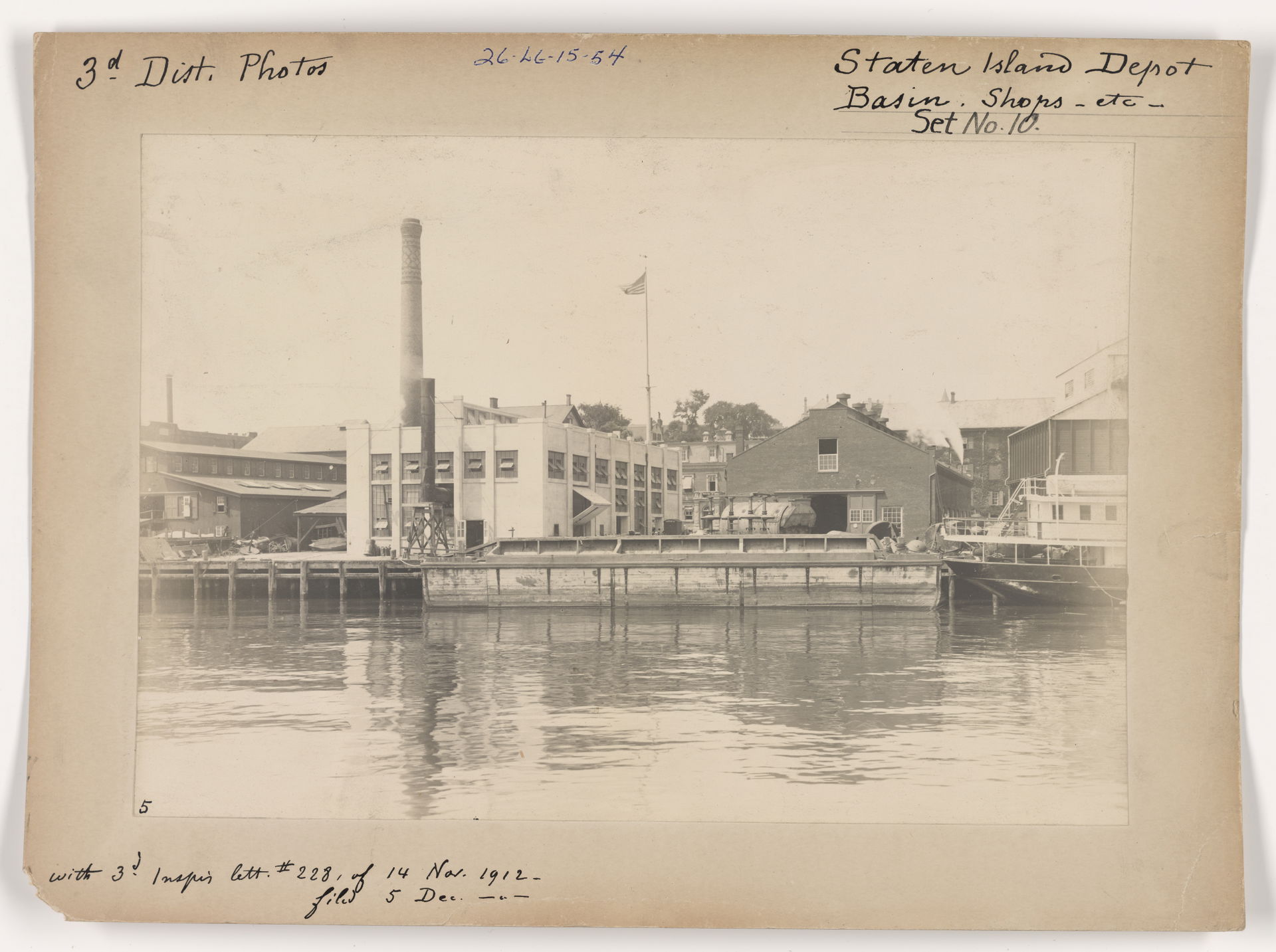 Caption: Staten Island Depot. Basin, Shops, etc. Date: November…