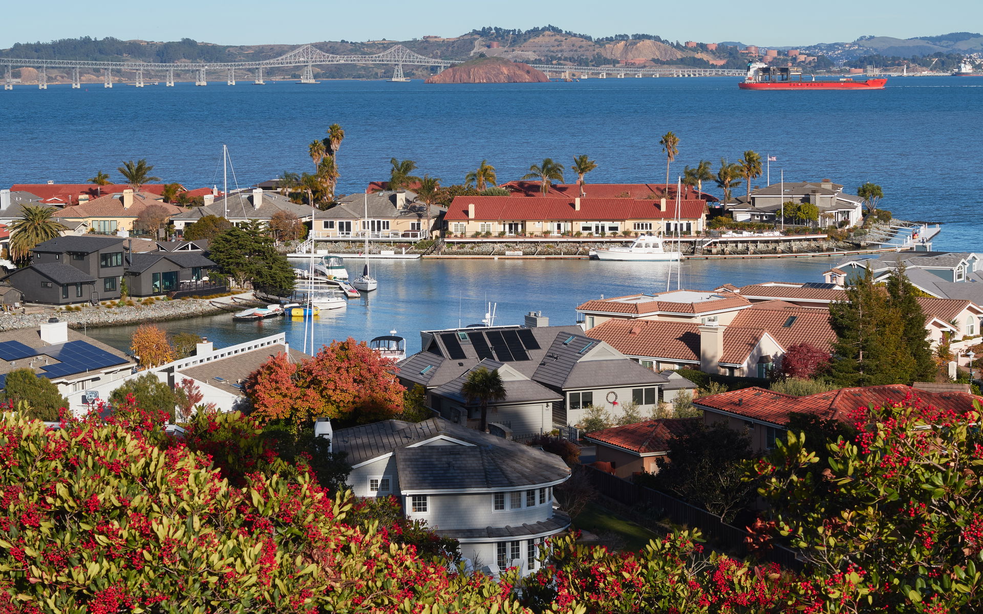View of Paradise Cay near Tiburon, Marin County, California