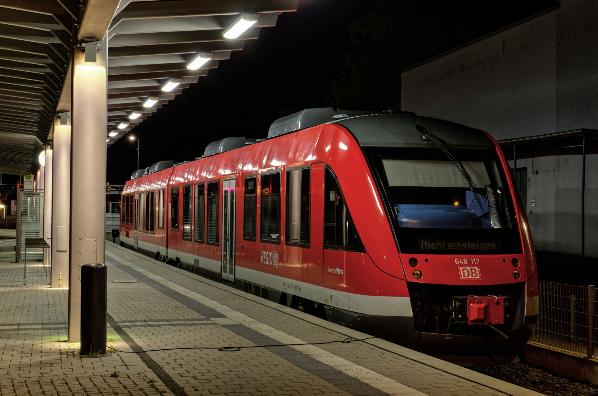 Lüdenscheid's (Germany) train station at night.