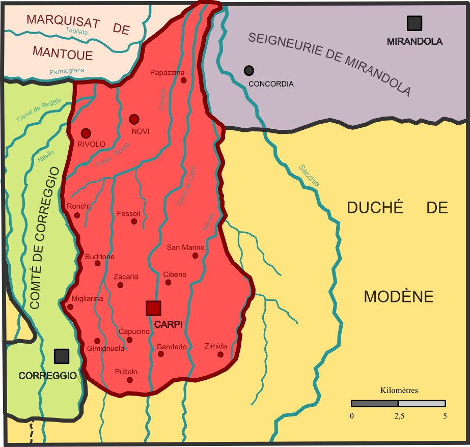 Seigneurie de Carpi vers 1500. Détail.