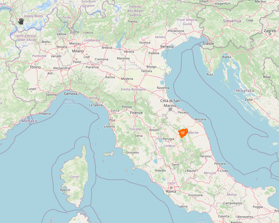 Localizzazione Fabriano su OSM