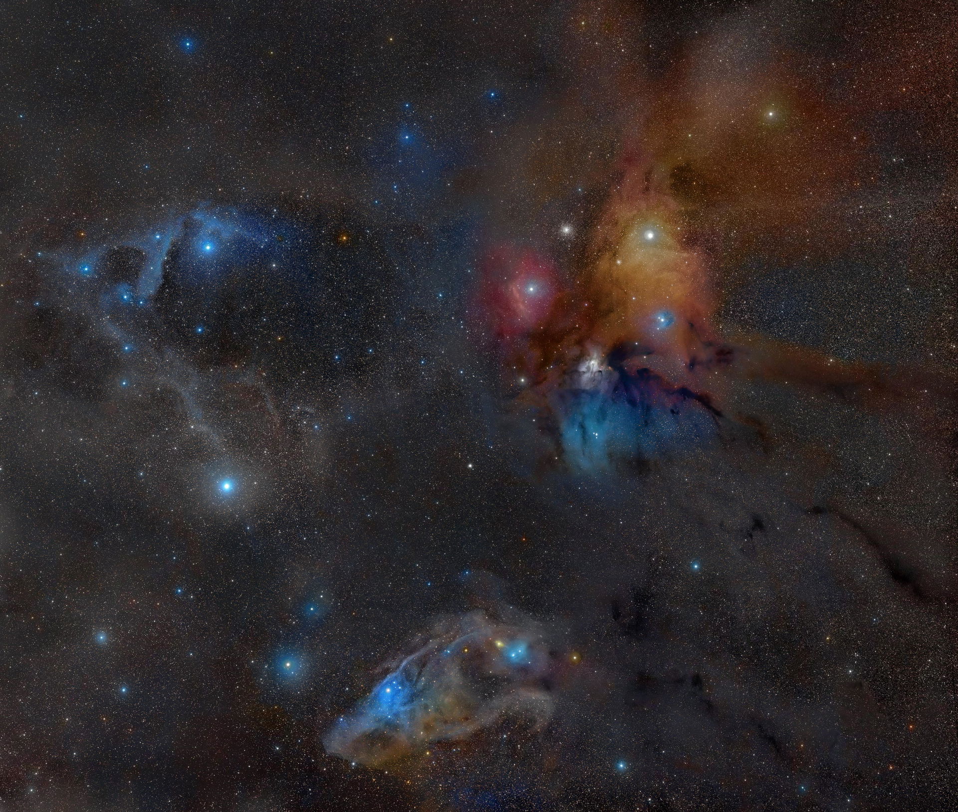 The binary star system Rho Ophiuchi. This star-forming region i…