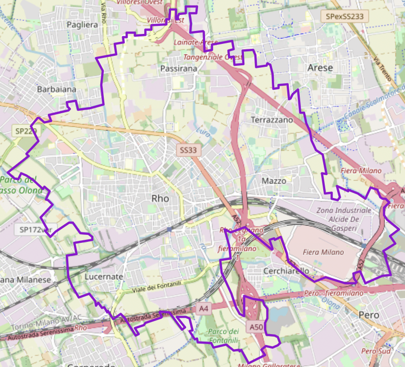 Carte OSM de Rho, Italie