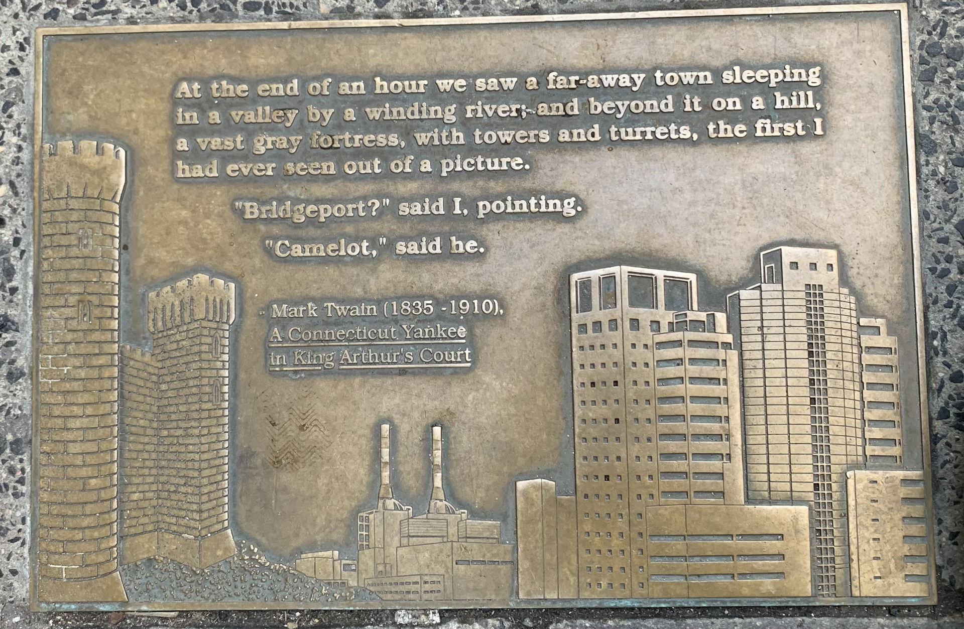 Mark Twain Bridgeport Plaque on Library Way in New York, New Yo…