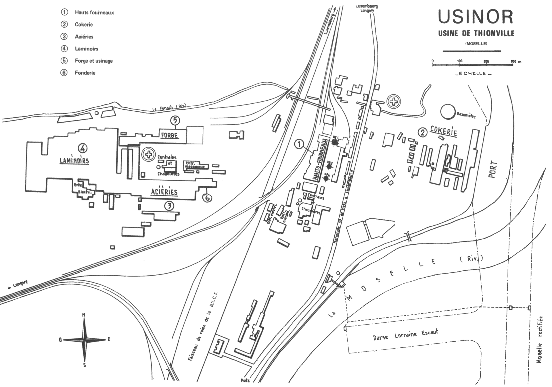 Sketch of the steel works of Thionville, Moselle, France, in 19…