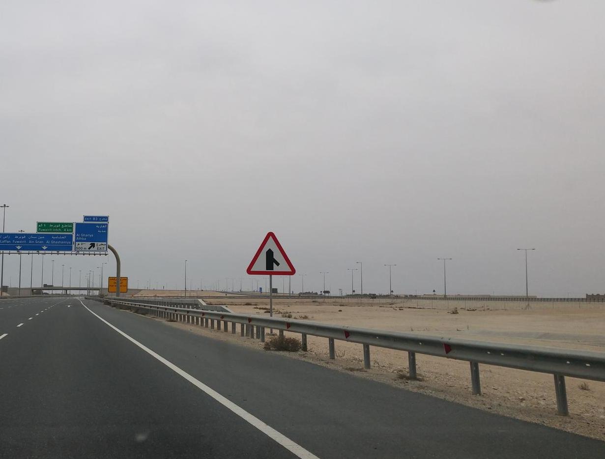 Al Adhbah (Al Athba) exit on Al Shamal Road, northern Qatar.