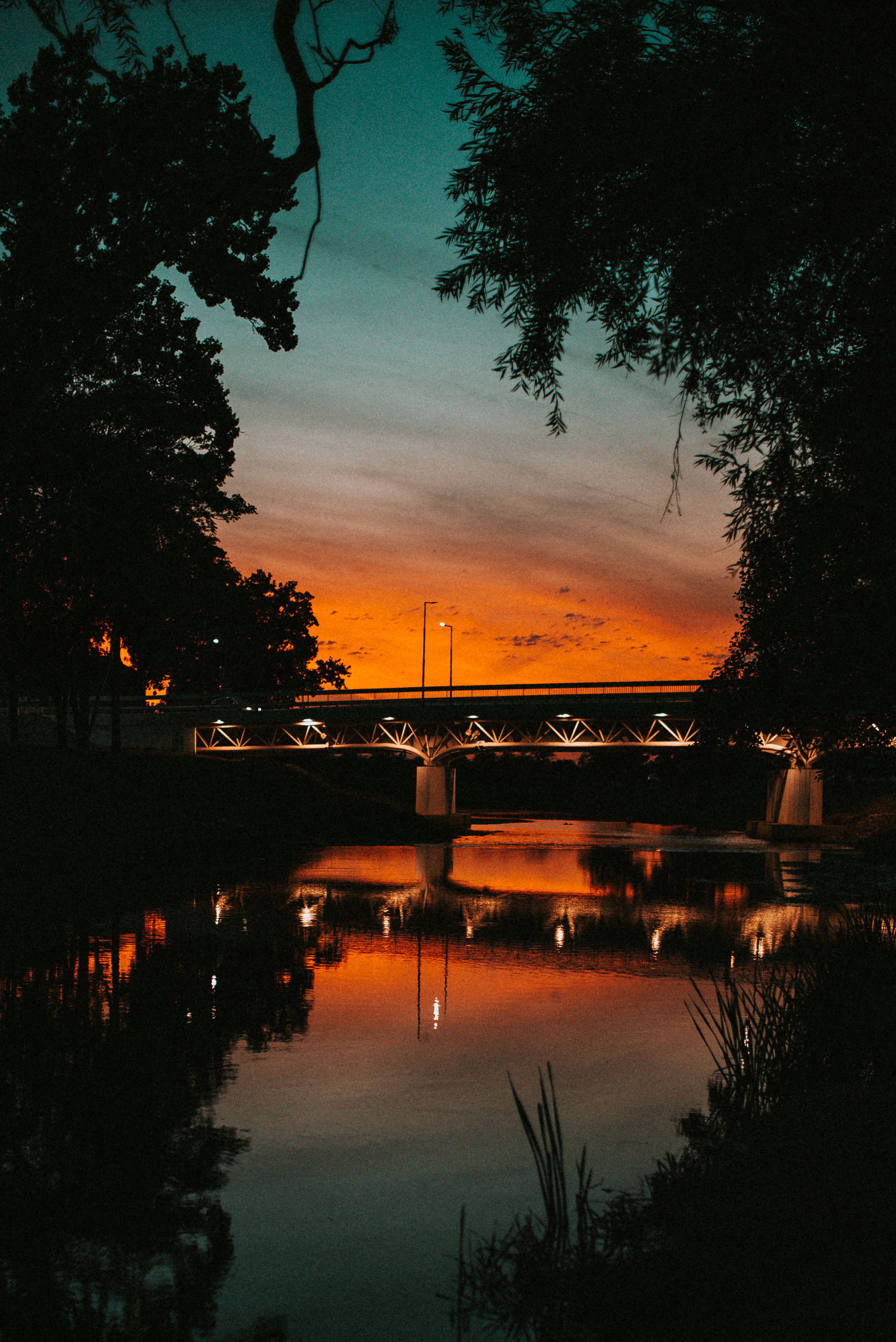 Bridge at night in Petrovac na Mlavi.