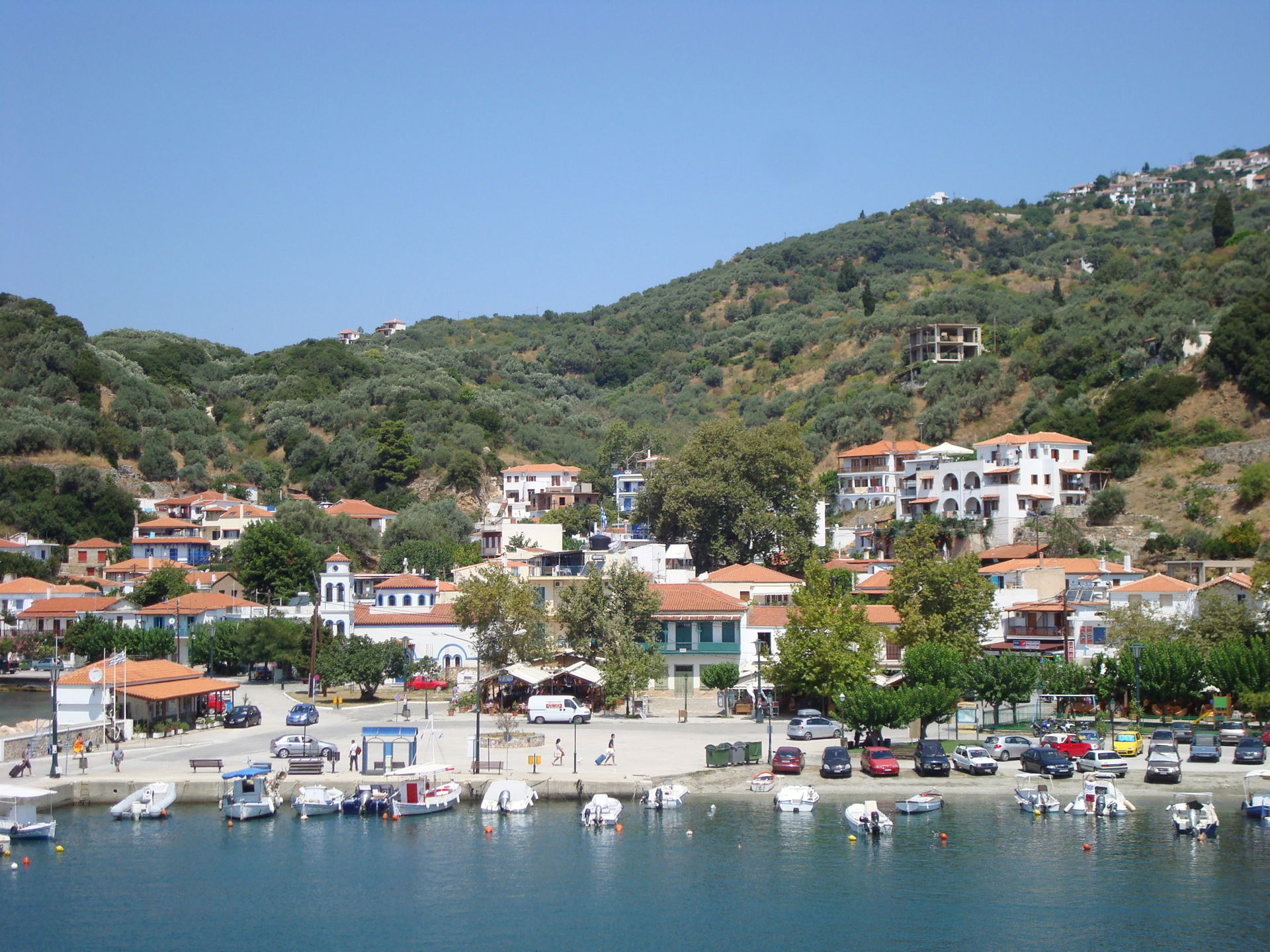 View of Loutraki village in Skopelos island, Greece