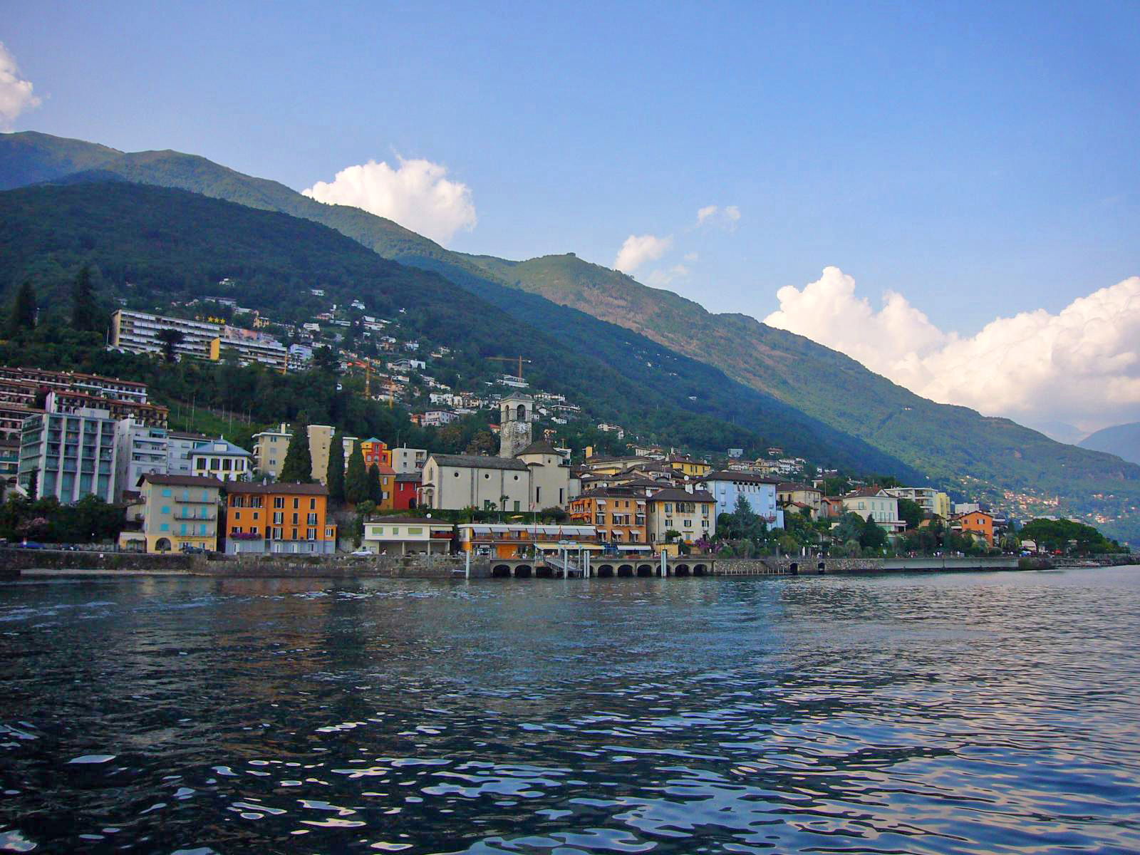 View of Brissago from Lake Maggiore. In Ticino, Switzerland bu…