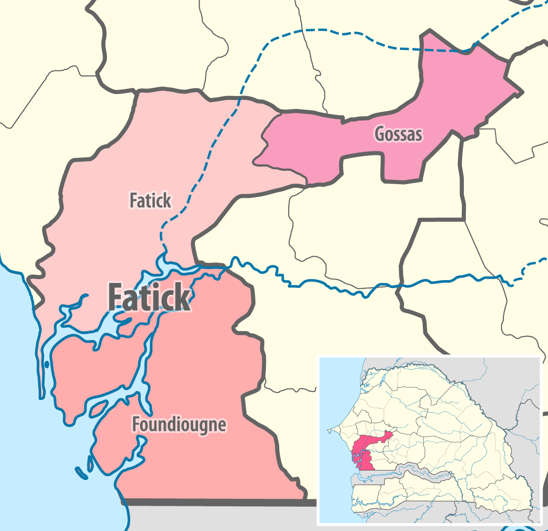Map of the departments of the Fatick region of Senegal