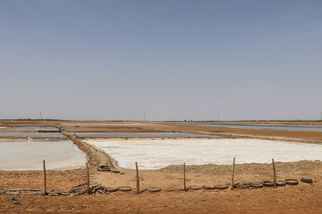 Salt evaporation ponds in Fatick near river Sine