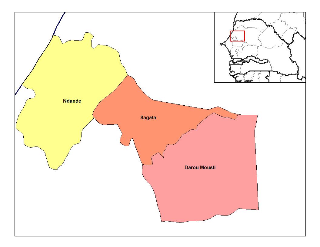 Map of the arrondissements of Kebemer department in Senegal.