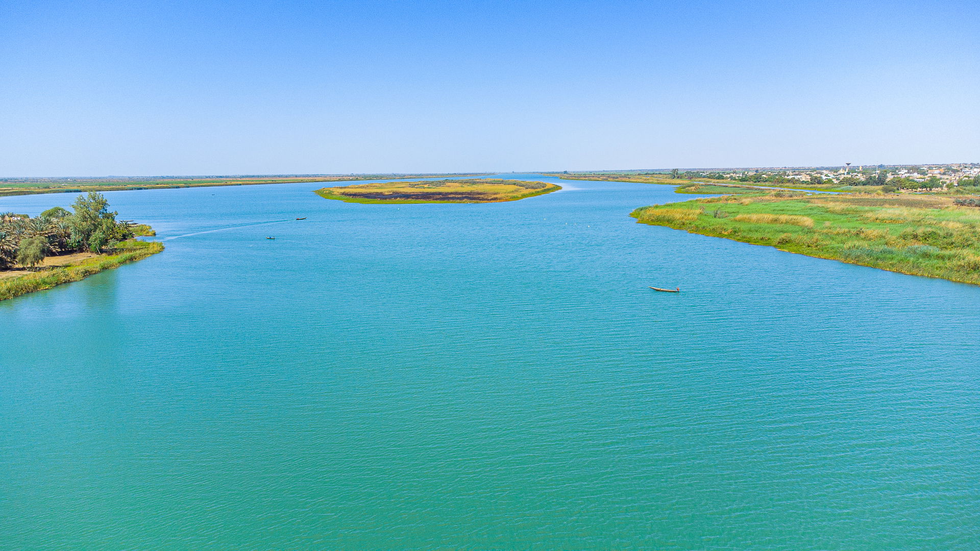 A beautiful view of the Senegal River at Richard Toll, between …
