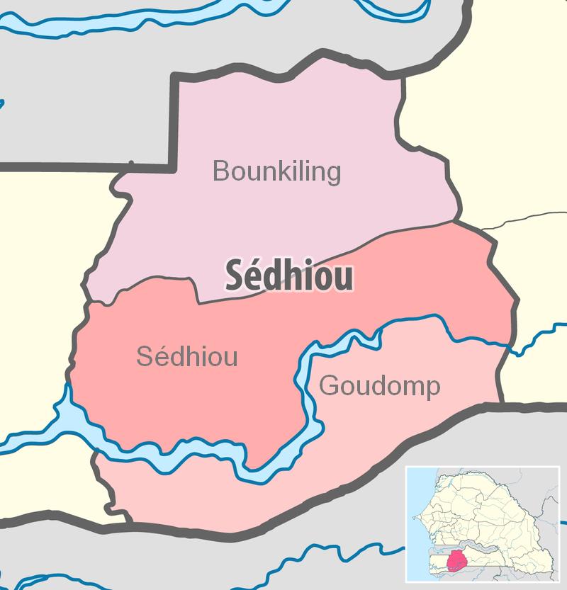 Localisation des départements de la Région de Sédhiou (Sénégal)