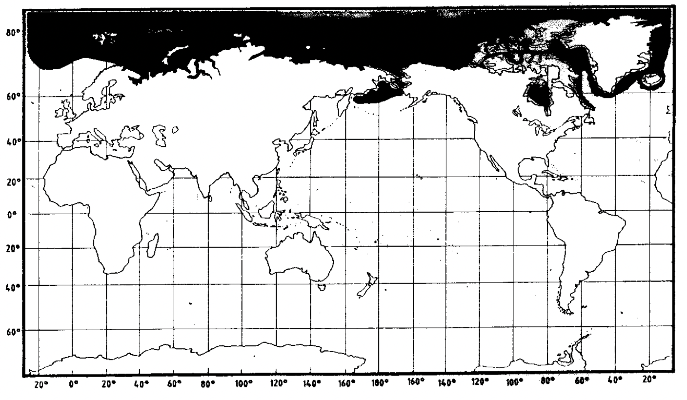 Map of the geographical distribution of Boreogadus saida.