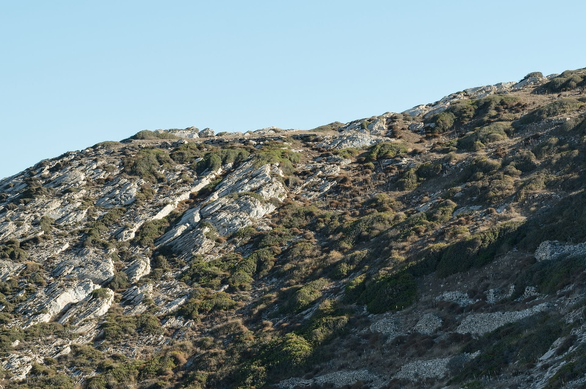 Ruins, maybe Ancient agora, view from the path up the Mount Agi…