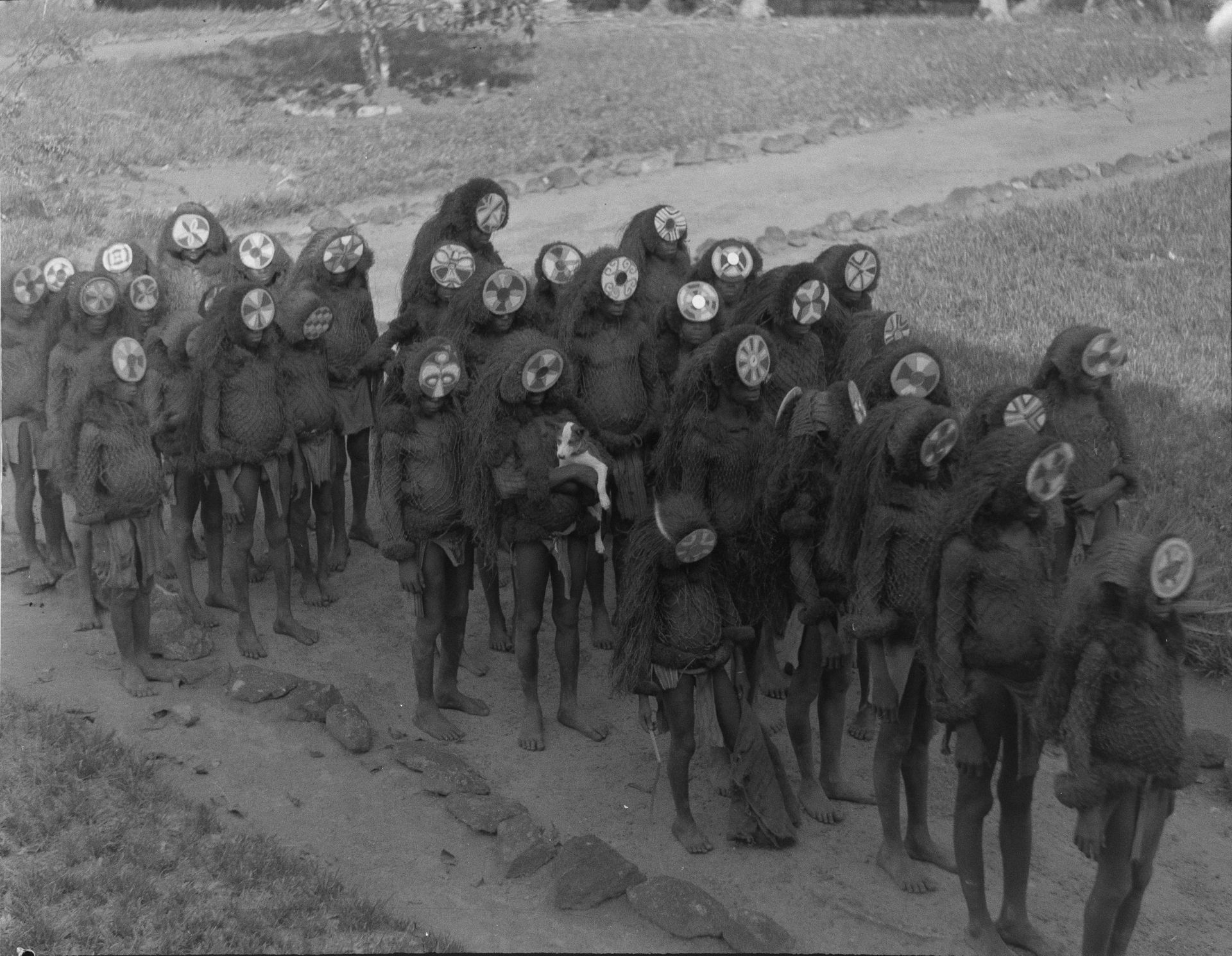 Boys returning from their initiation in the Poro, Panguma 1936
