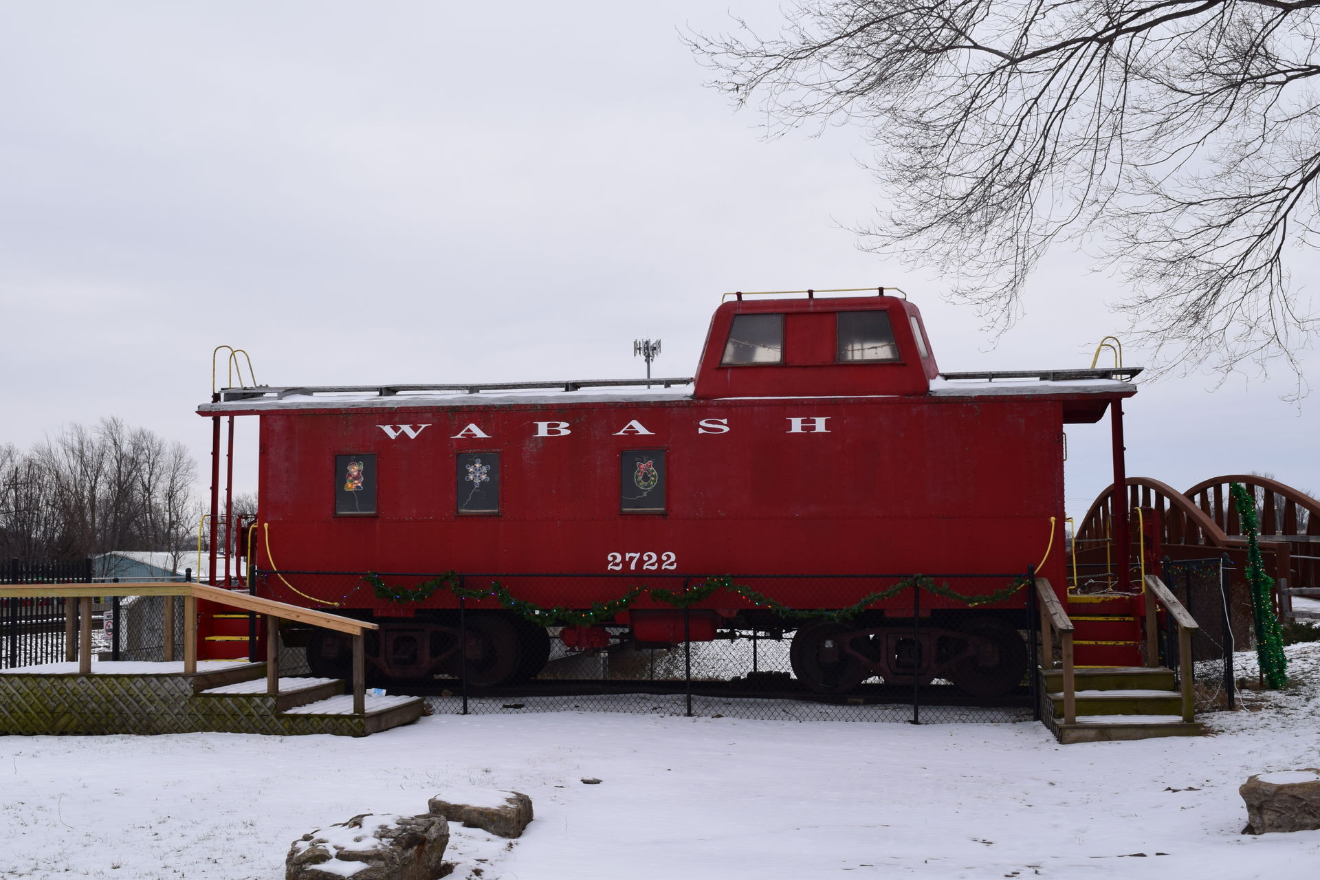 A Wabash Railroad caboose outside of the railroad museum in Mob…