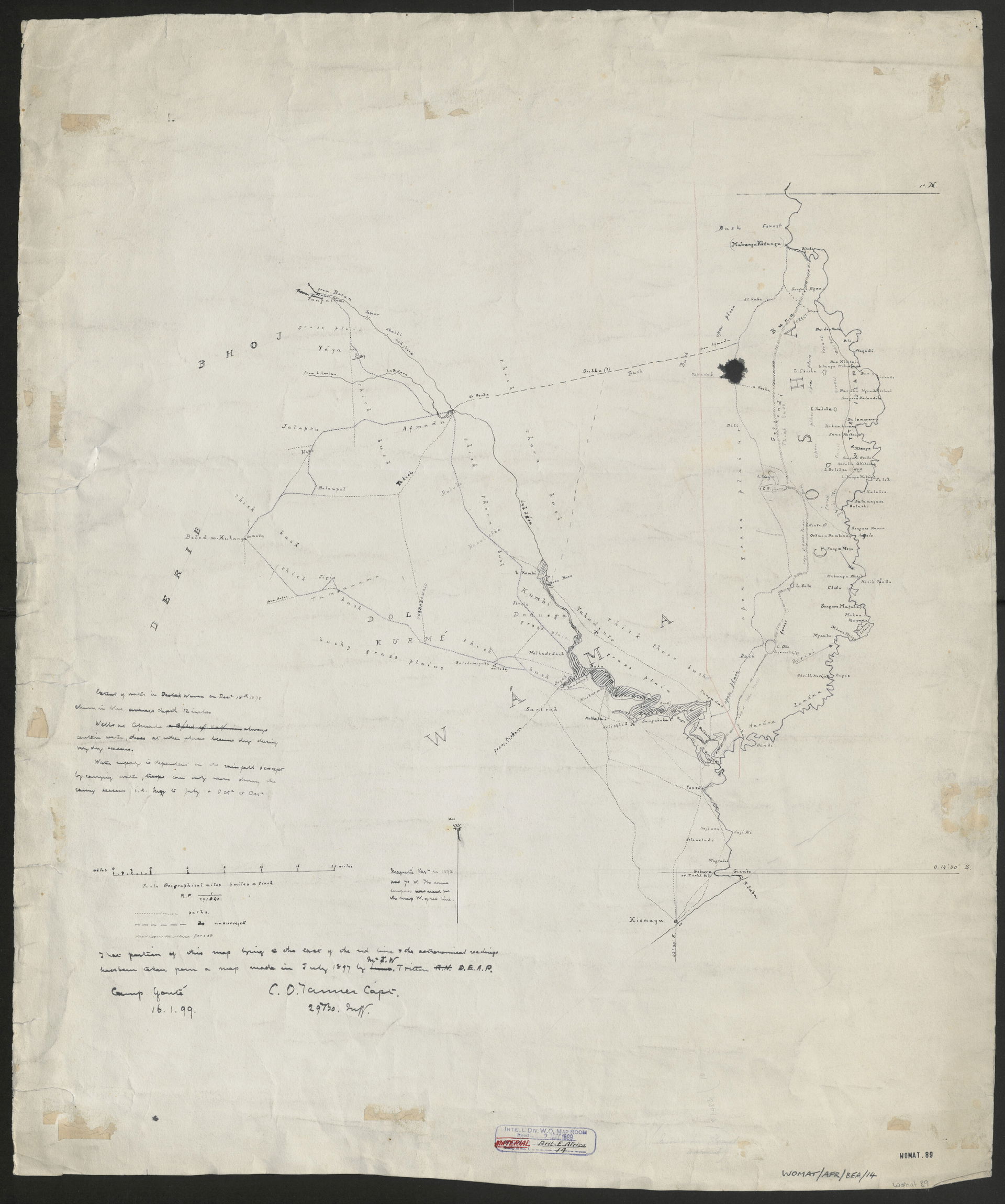 Shows the course of the Juba River and land to the west in the …