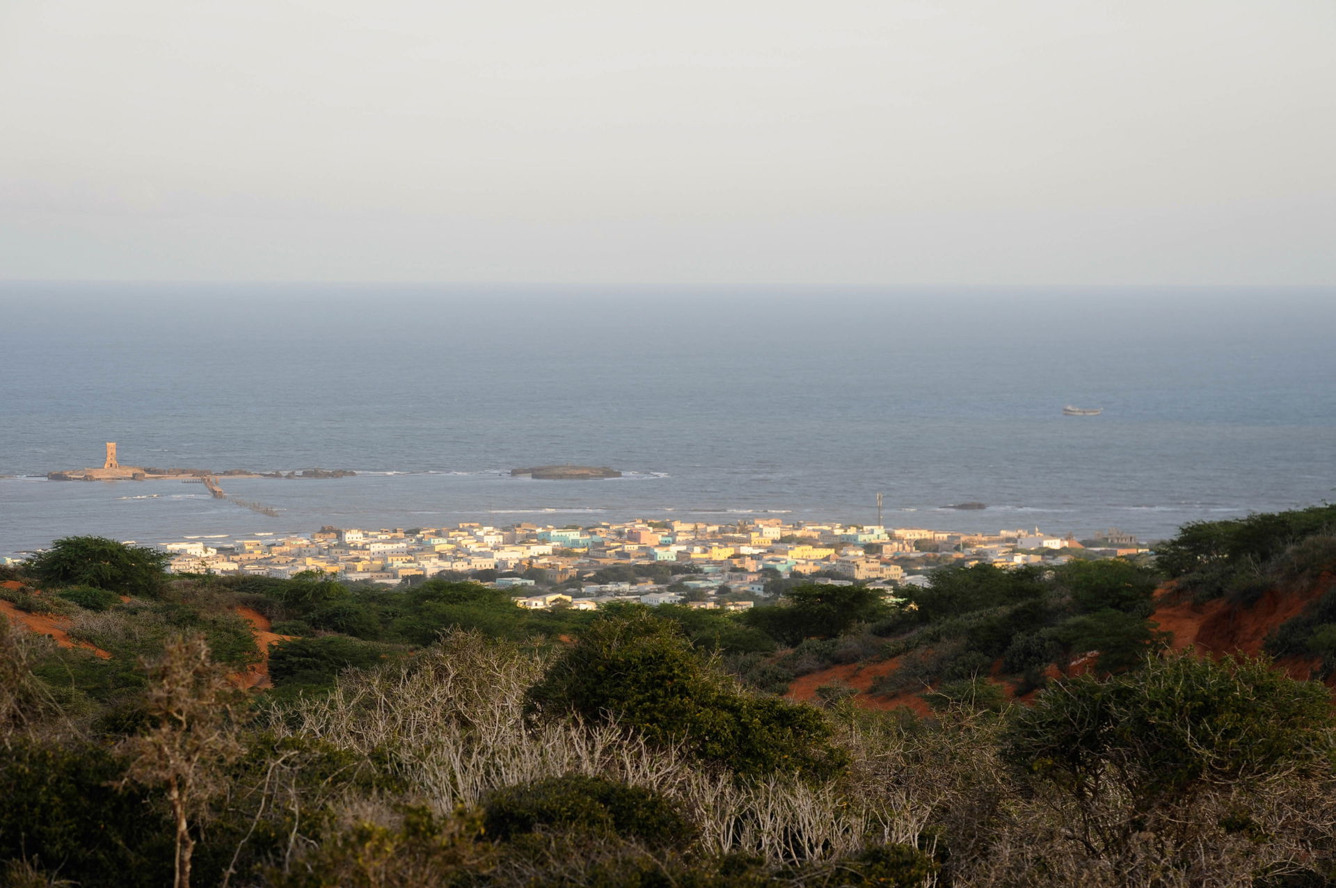 The Al Shabab held town of Barawe is seen from on top of a hill…