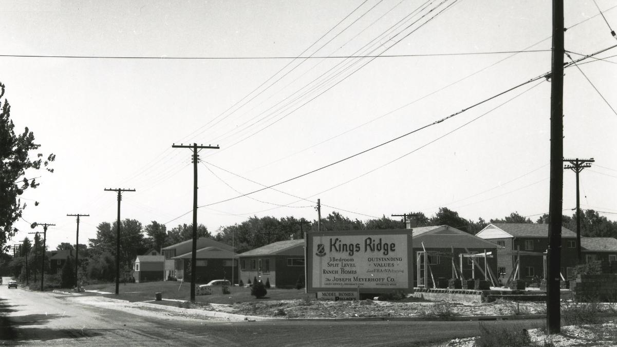 View looking south on Old Harford Road at King's Ridge Road, Pa…