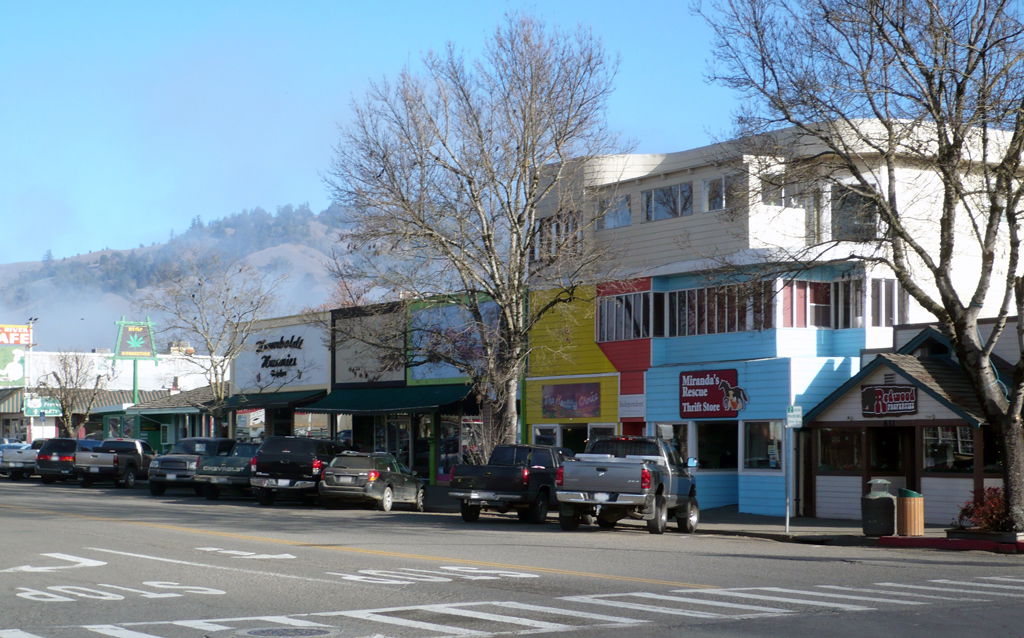 A row of storefronts on Redwood Drive at Sprowl Creek Road and …