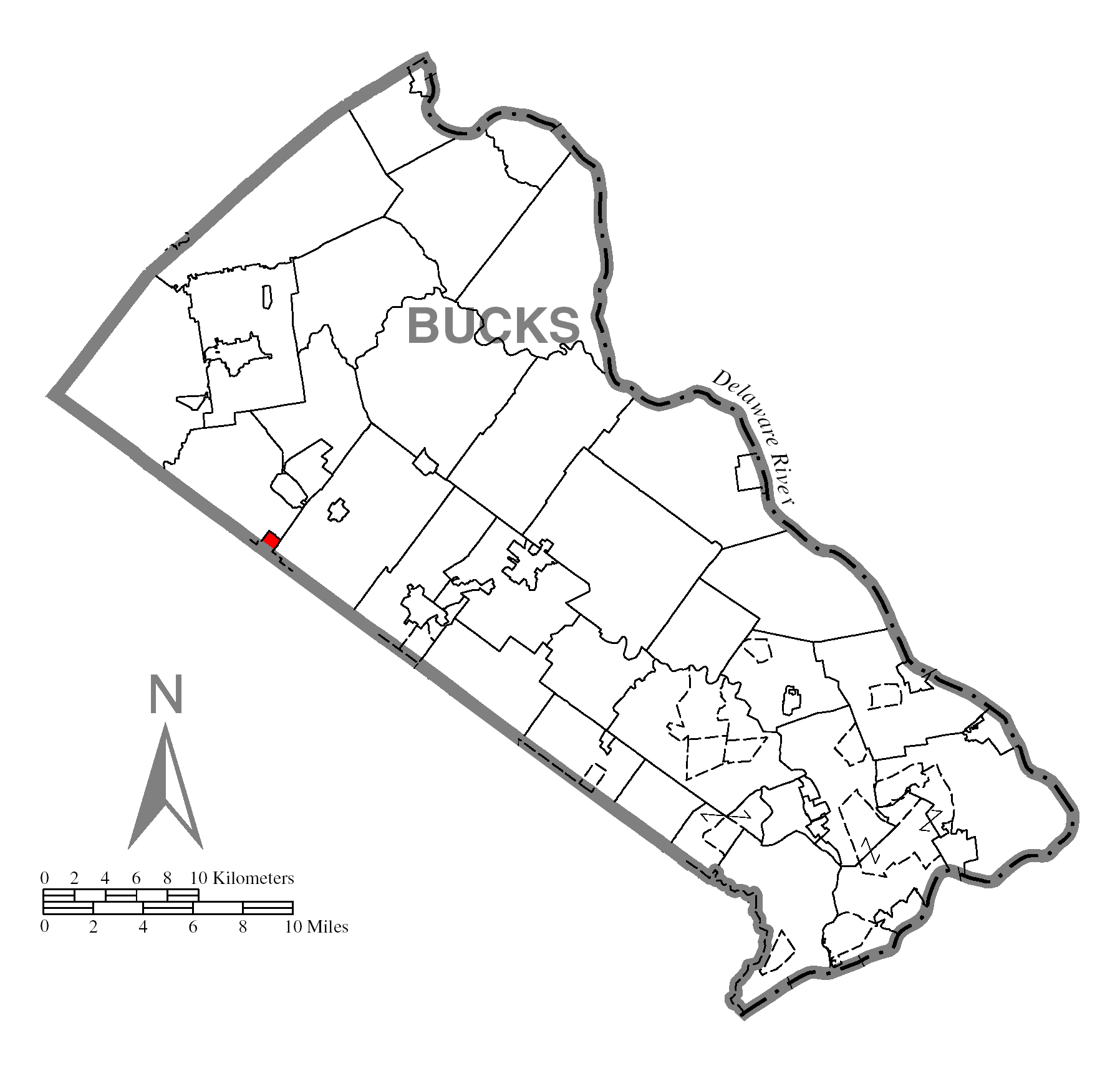 A map of Bucks County showing Telford, Pennsylvania (alternate)…
