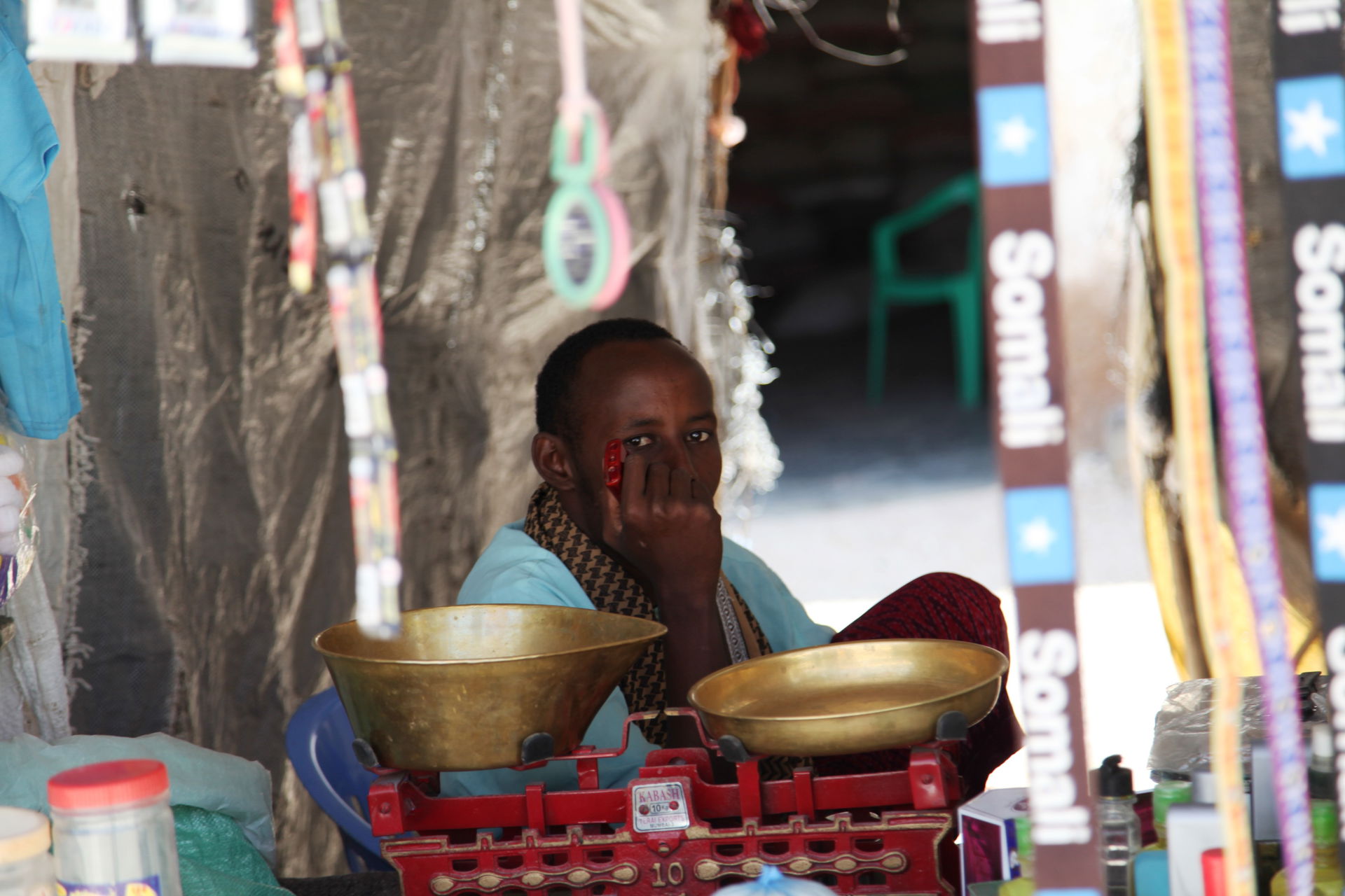A shopkeeper in Hudur capital city of Bakol Somalia on March 19…