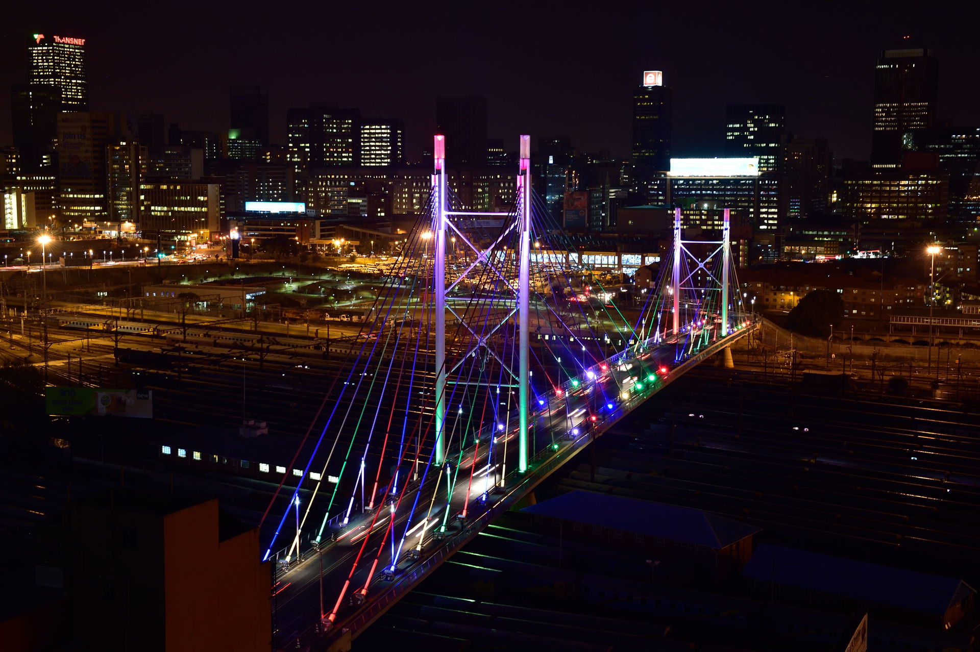 Nelson Mandela Bridge with Johannesburg CBD in background