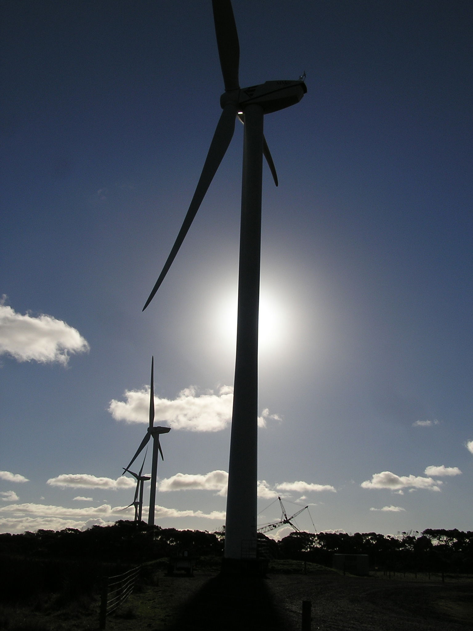 A wind turbine at the Wonthaggi Wind Farm in Wonthaggi, Victori…