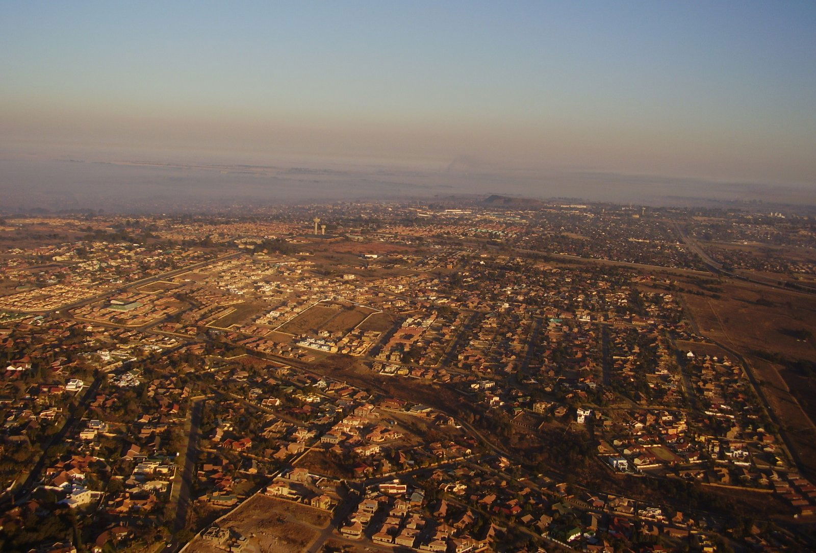 Witbank, South Africa. Aerial view over the suburbs