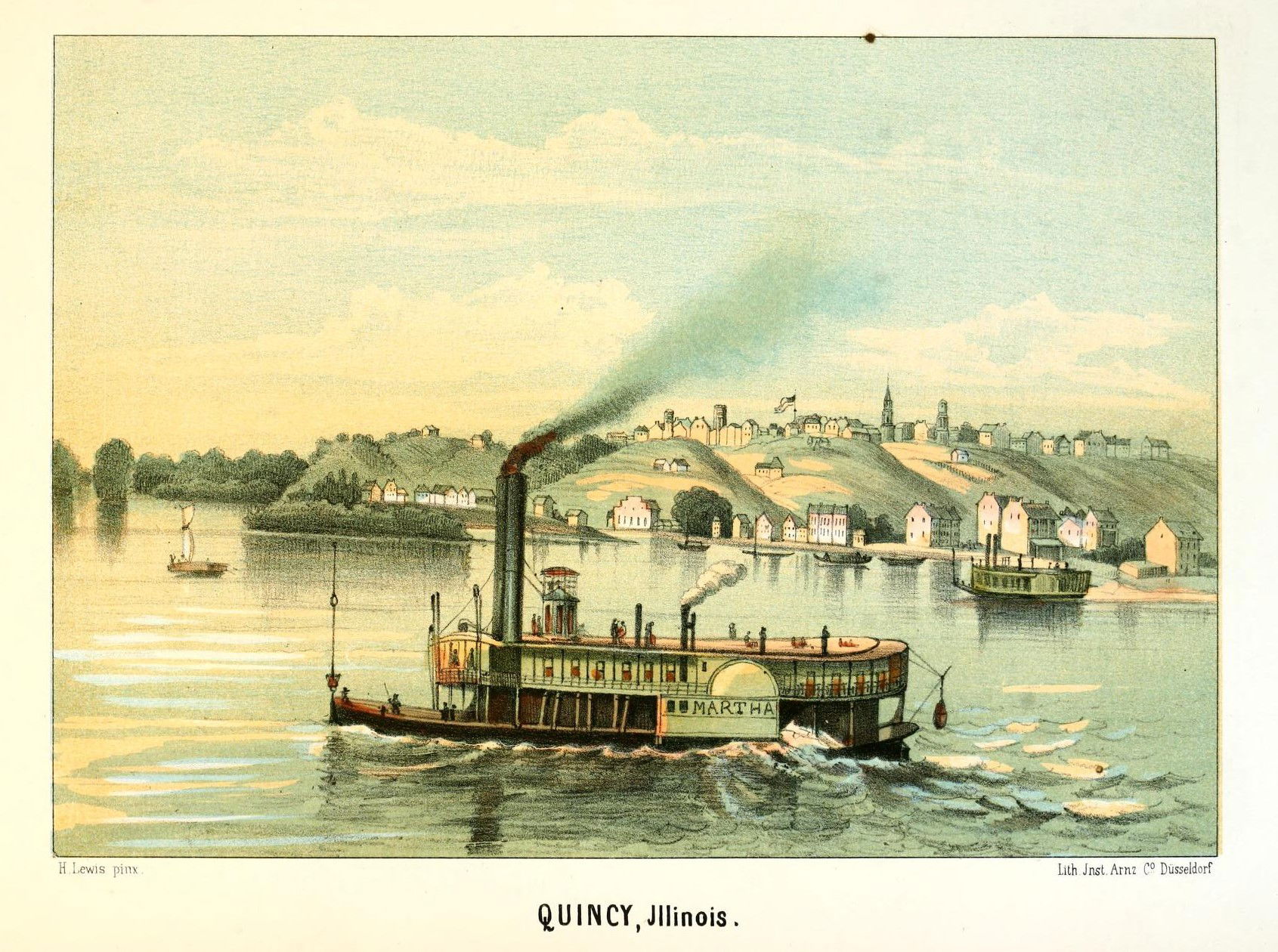 Painting of Quincy, Illinois by Henry Lewis in 1848. Published…