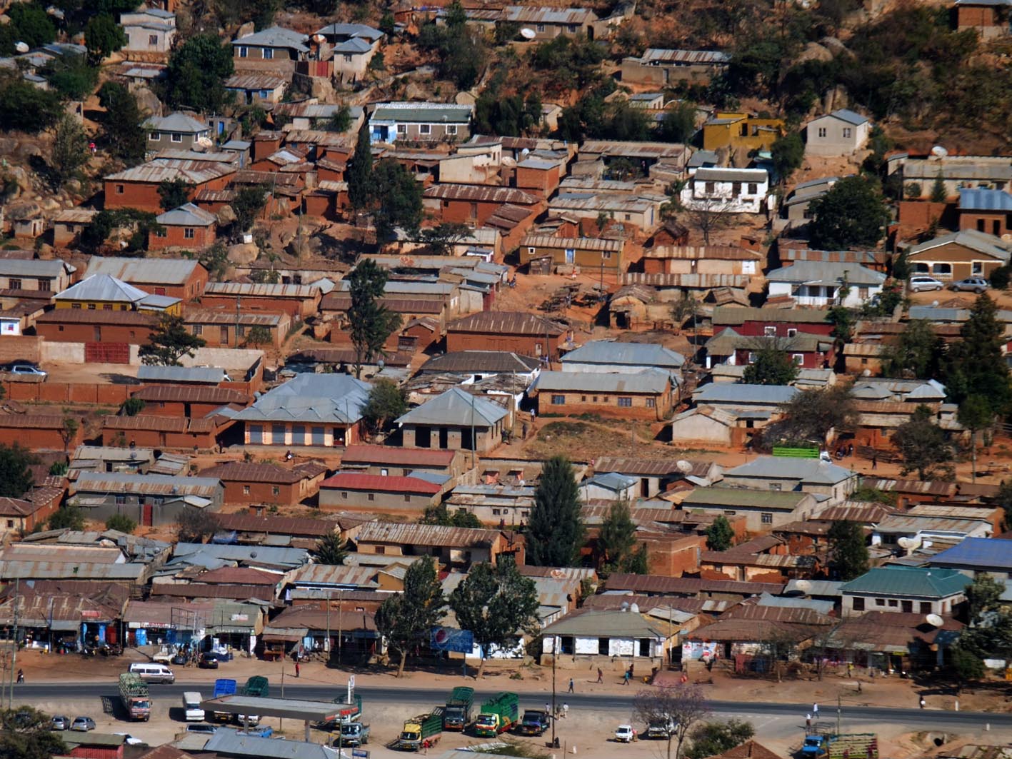 A closeup view on a populated area of Iringa town (Kihesa)