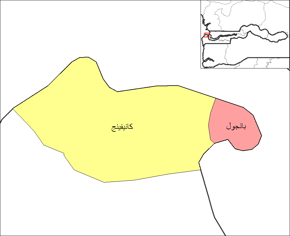 Map of the districts of Banjul division in The Gambia.