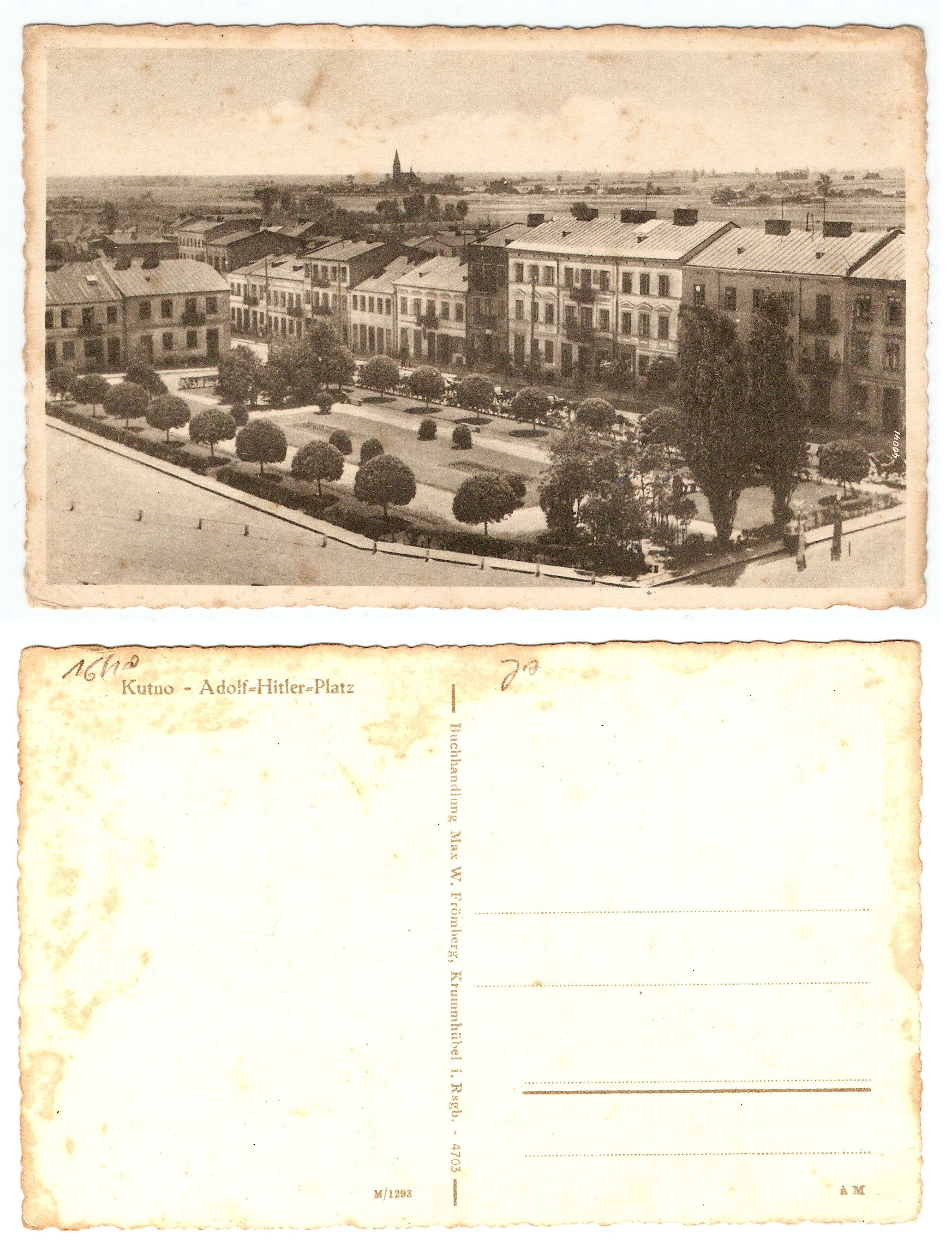 Postcard from Kutno (Poland), II World War time, central square…
