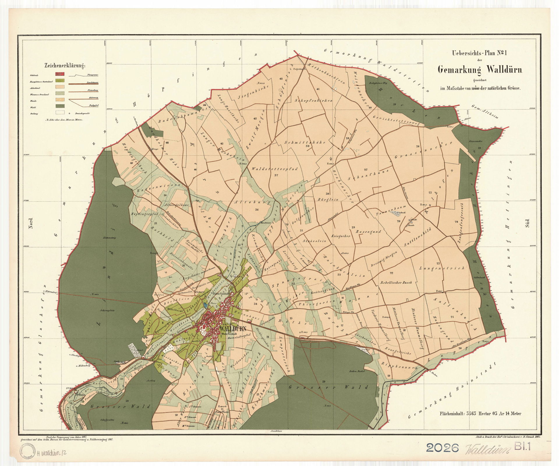 Walldürn MOS; Gemarkungsübersichtsplan 1 (1883-1885) Vermessung…