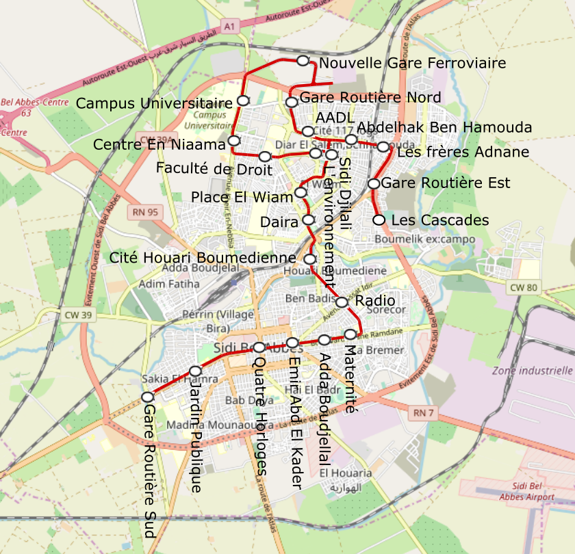 Sidi bel Abbes tramway 2019 from OSM data and my own Inkscape d…