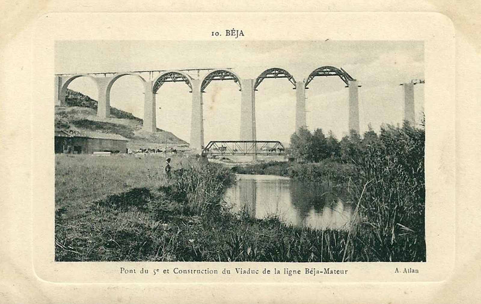 Construction du viaduc de Béja (1900s).