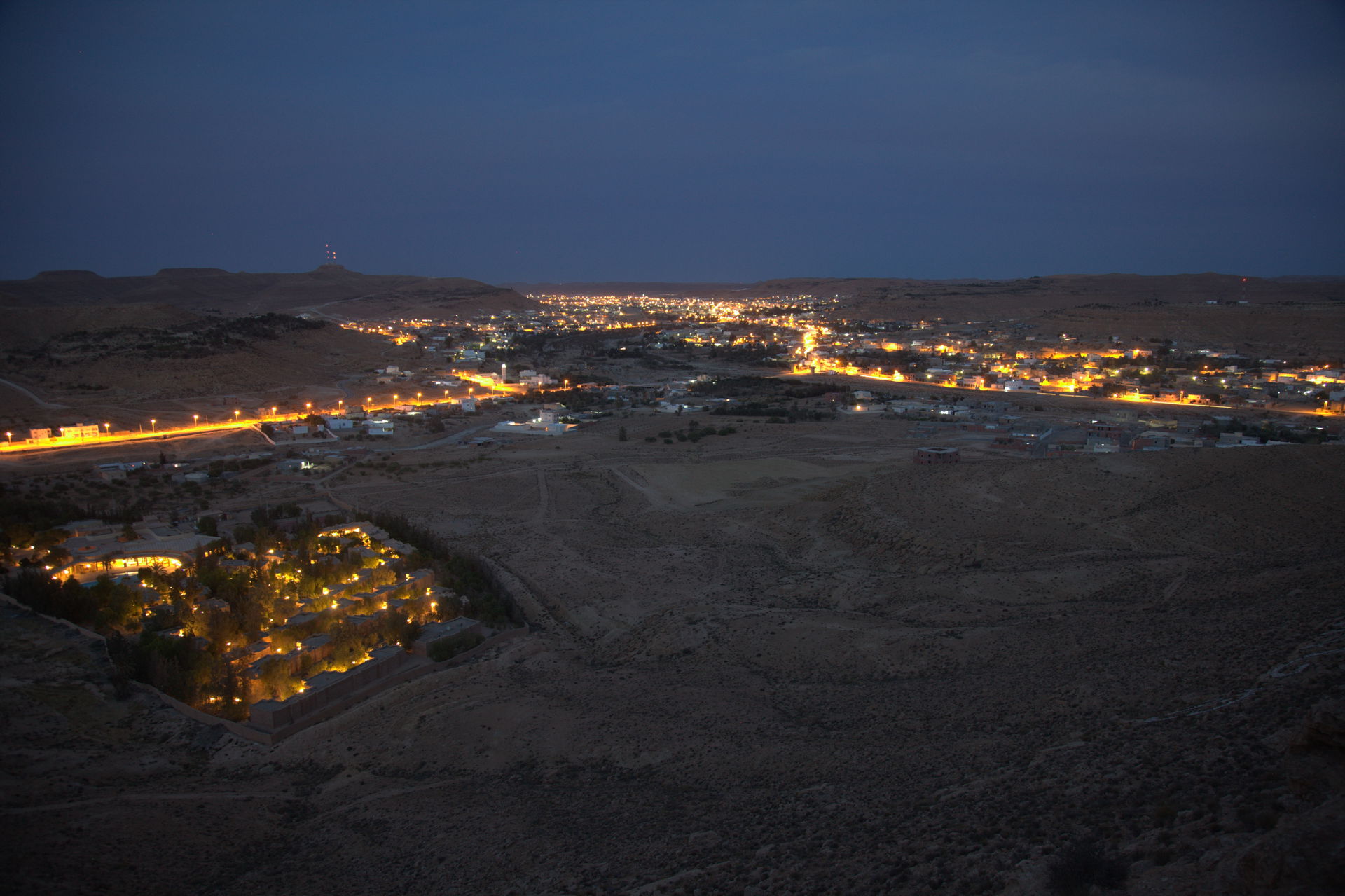 View from the hill above hotel Sangho towards Tataouine city ce…