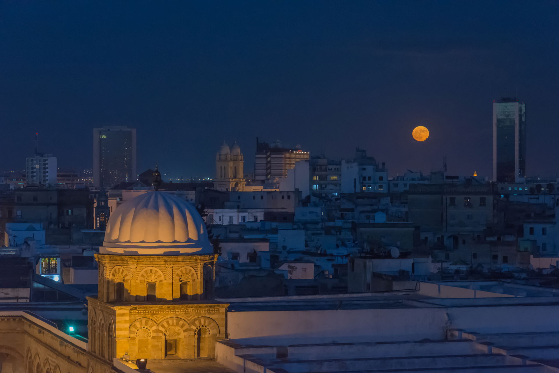 Super moon over Medina of Tunis taken on November 14th, 2016.