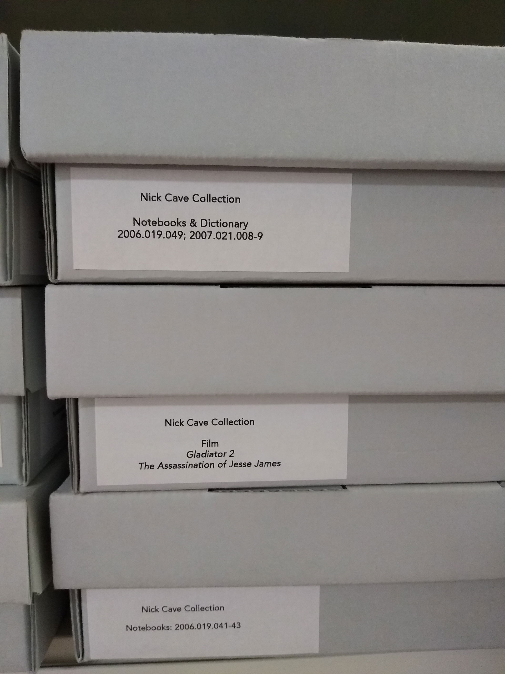Boxes from the Nick Cave Collection held at Australian Performi…
