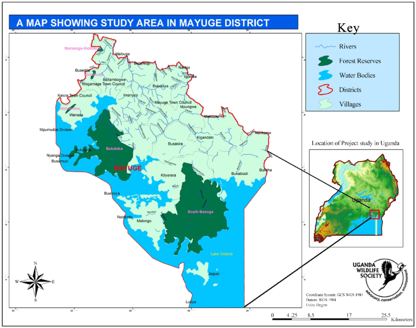 Map showing the location of Bukaleba forest reserve