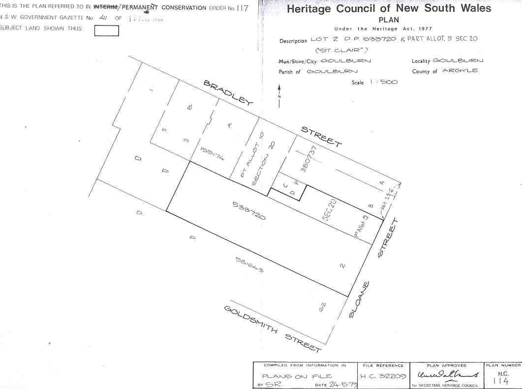 St Clair, Goulburn: PCO Plan Number 117