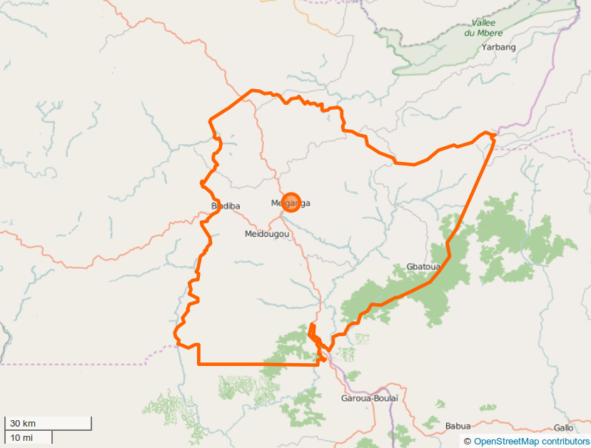 Meiganga, Cameroon ː boundaries with OSM.