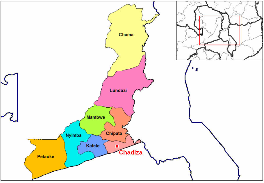 Chadiza town & district location map