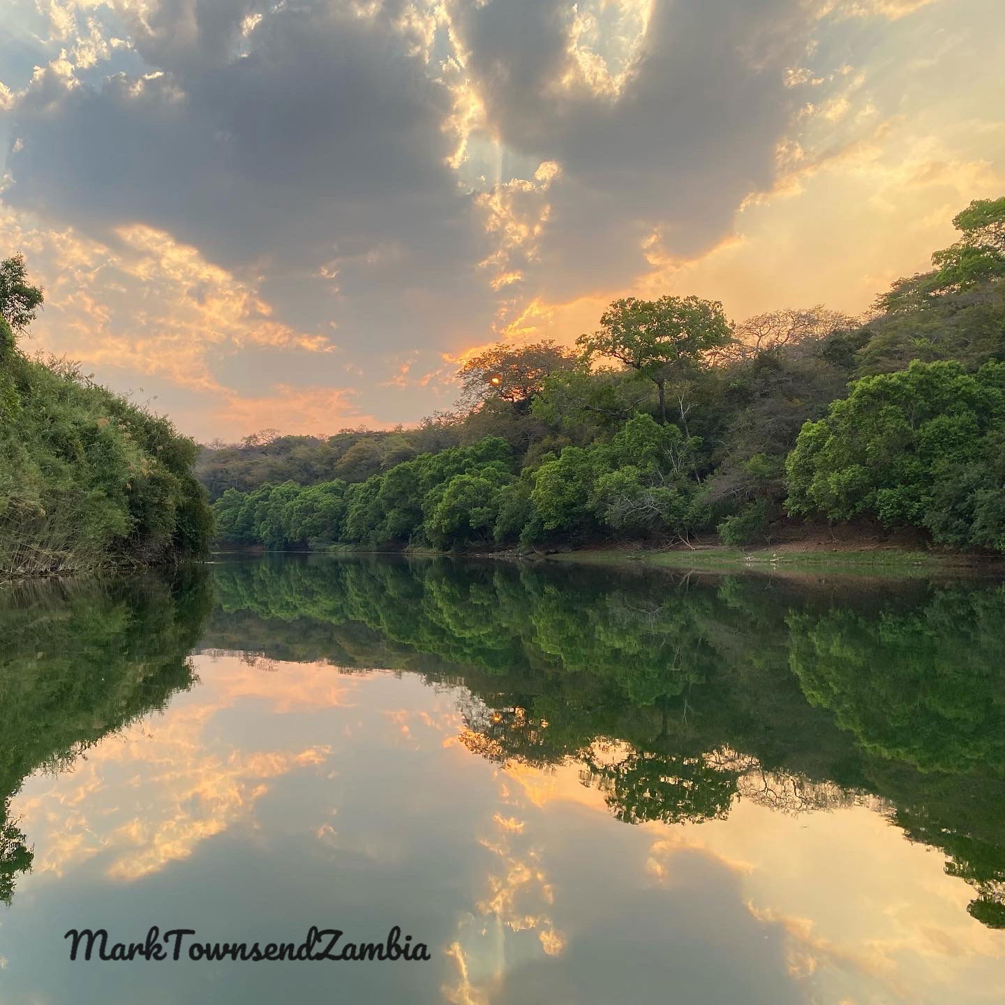 The calm waters of the Kabompo river at sunset. @MarkTownsendZa…