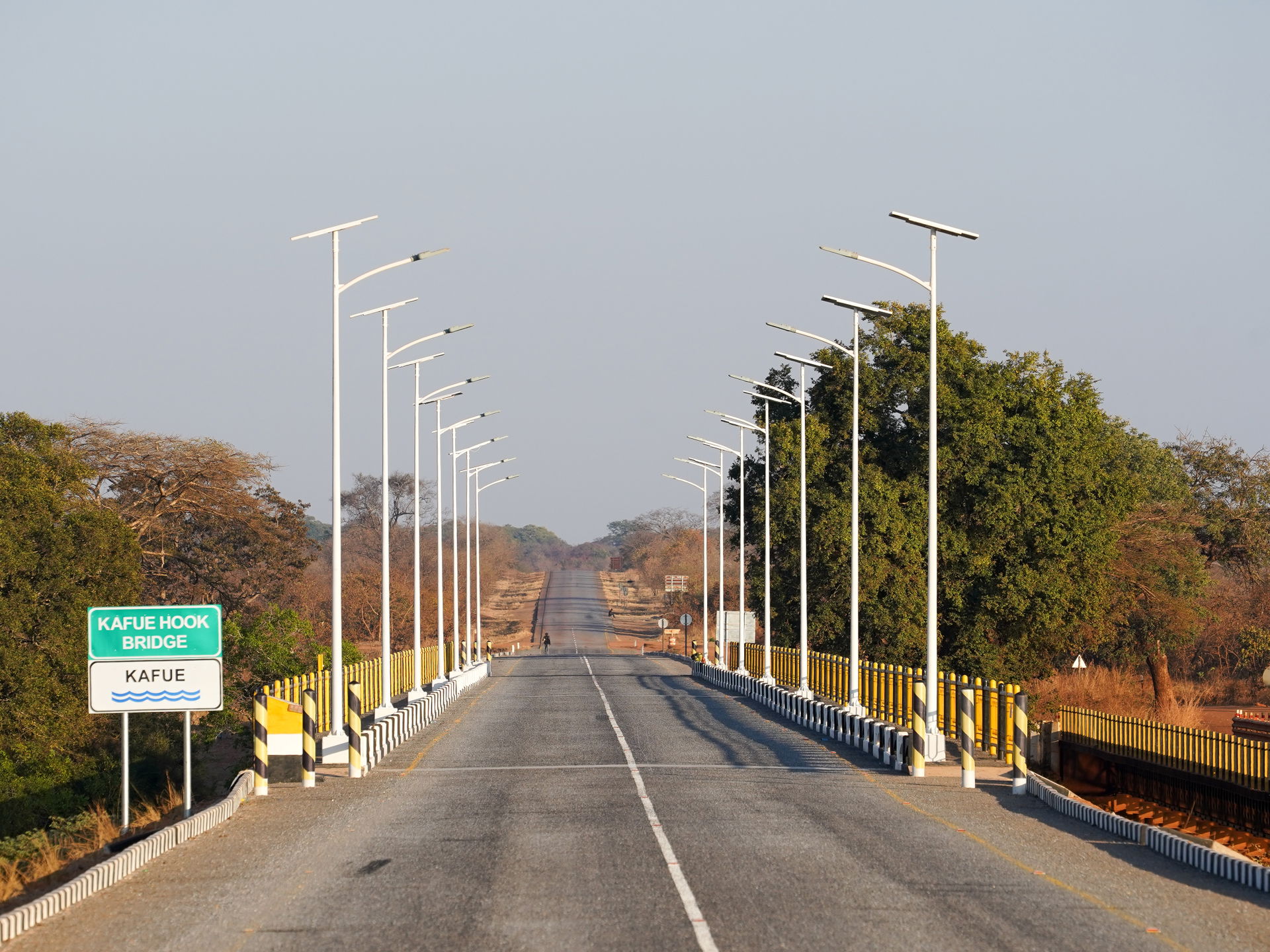 Kafue Hook Bridge, view to the west, Lusaka-Mongu M9 highway, M…