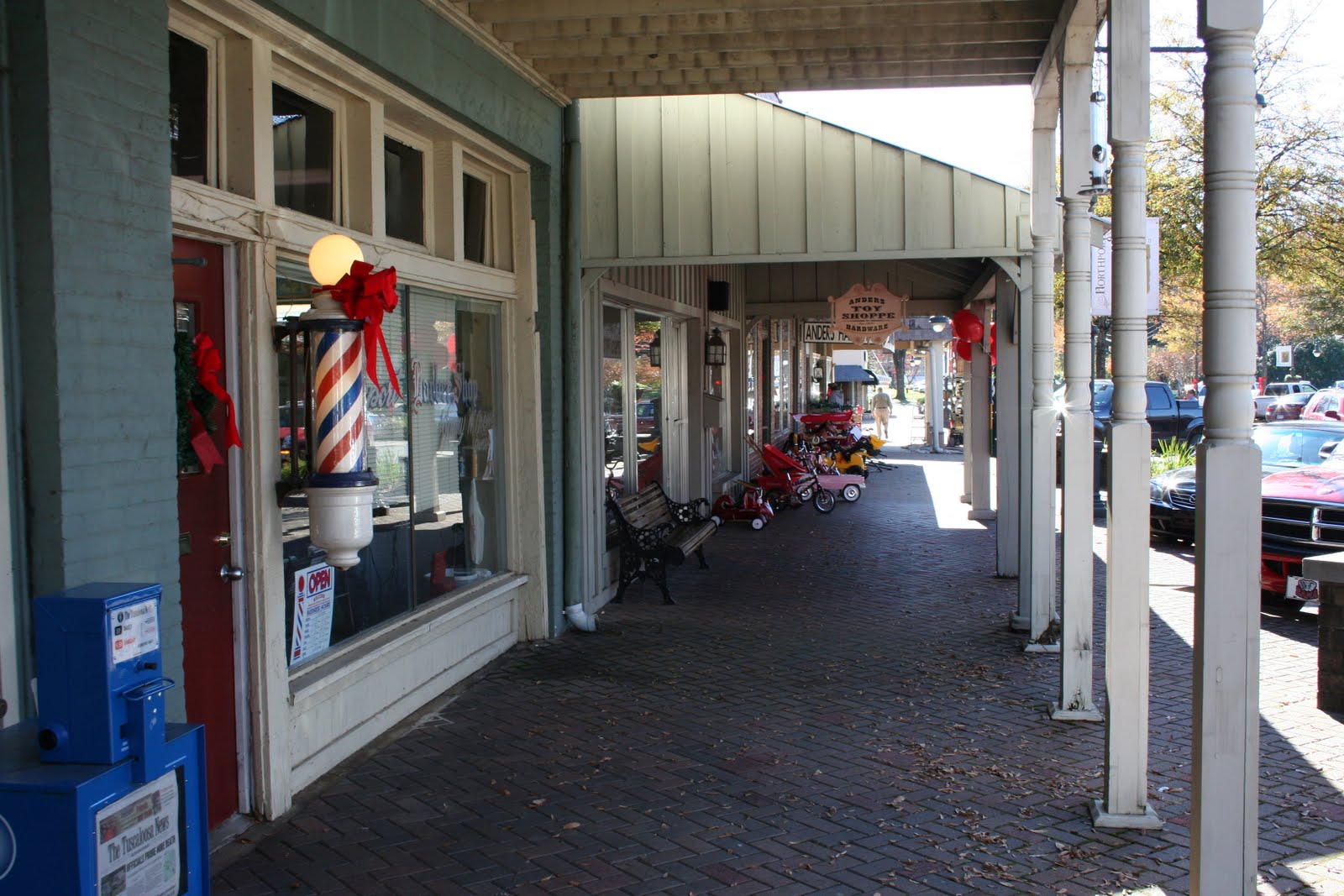 A view of Downtown Northport Alabama, standing in front of the …