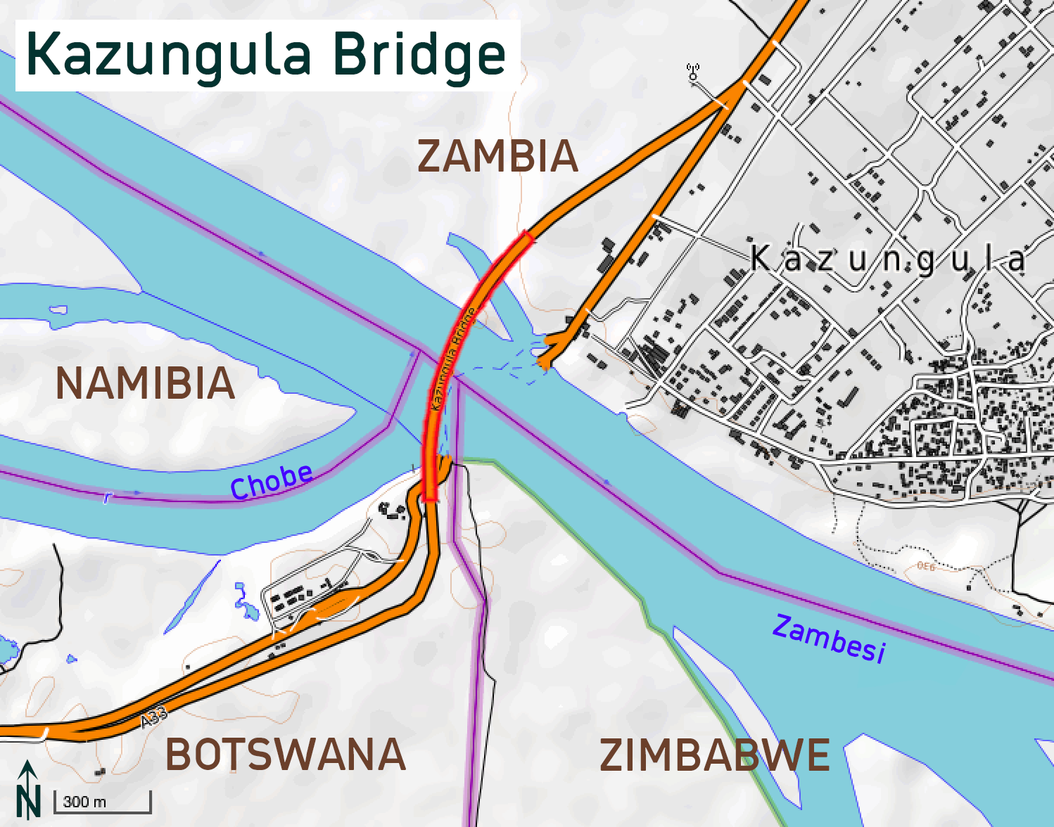 Kazungula Bridge (completed in 2020) in Botswana/ZambiaThis map…